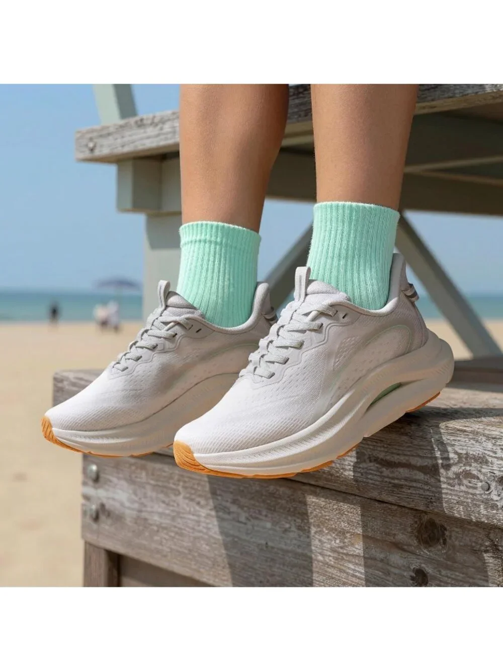 Women's Grey Slip On Stability Support Shoes Coushioning Non Slip Sneakers